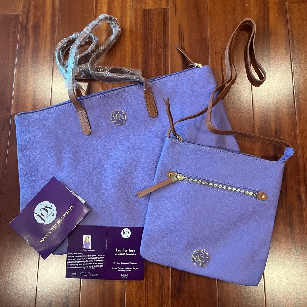 Purple Tote Crossbody Bag Purse Set Leather Joy Mangano QVC HSN‎ New Accessory